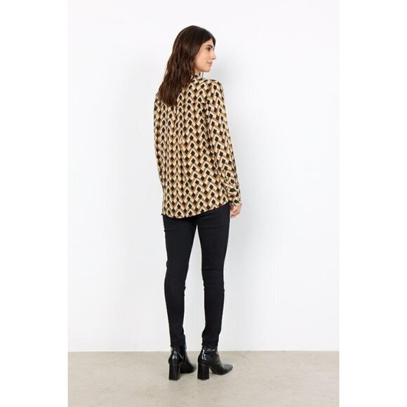 NWT SOYA CONCEPT VERONIKA 2 Black & Gold Geo Print Blouse - Picture 4 of 7